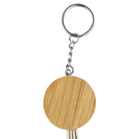Round Bamboo Charging Cable Key Ring -CC006