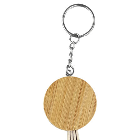 Round Bamboo Charging Cable Key Ring -CC006