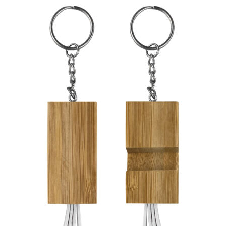 Phone Stand Bamboo Charging Cable Key Ring -CC007