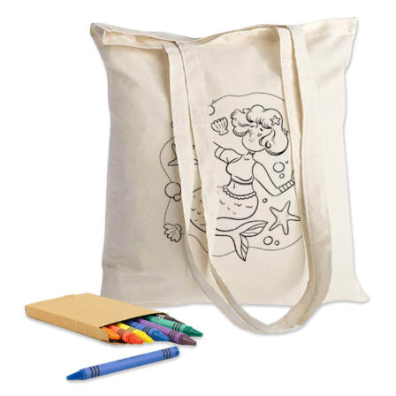 Colouring Long Handle Calico Shopper - CCB009