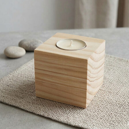 Wood Cube Candle - CD009