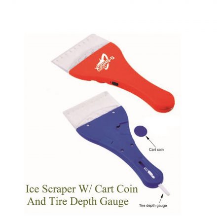 Ice Scrapper with Cart Coin and Tyre Depth Gauge - DS788