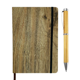 Wood Look Notebook and Pen Gift Set  - GS043