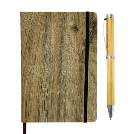 Wood Look Notebook and Pen Gift Set  - GS043