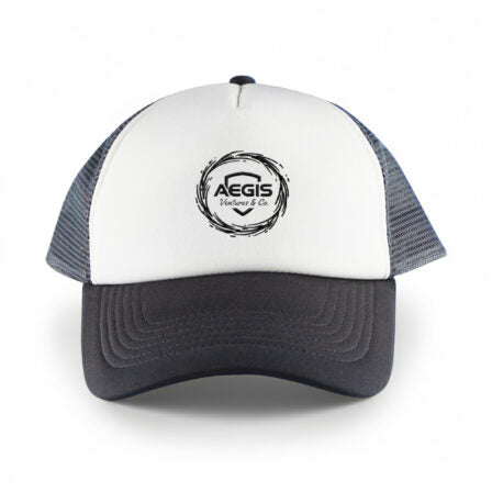 White Front 5 Panel Trucker Mesh Cap  - HDW003