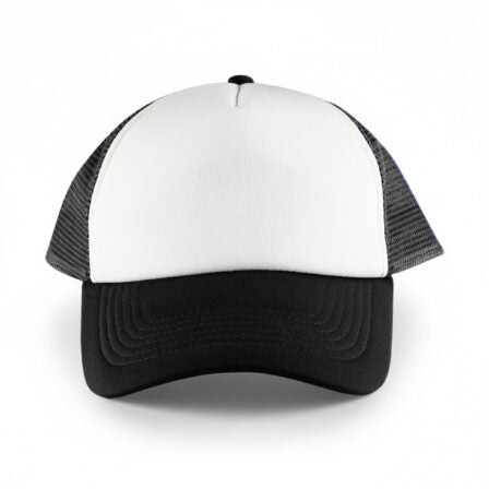 White Front 5 Panel Trucker Mesh Cap  - HDW003