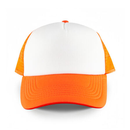 White Front 5 Panel Trucker Mesh Cap  - HDW003