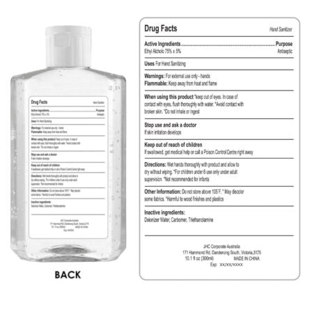 300ml Hand Sanitiser Gel 75% Alcohol - HS011