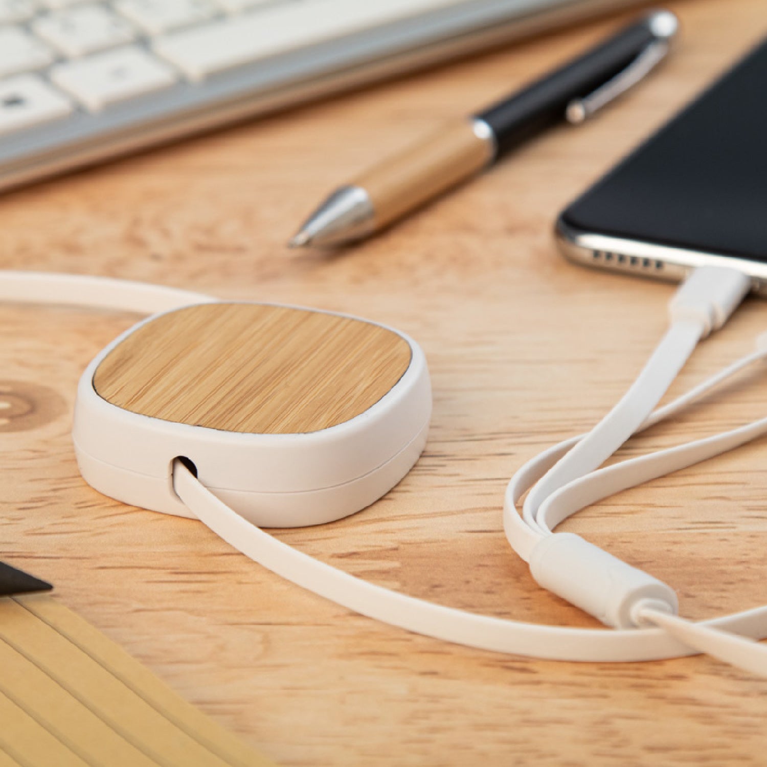 NOVA Telescopic Bamboo & Recycled ABS USB Charger Cable