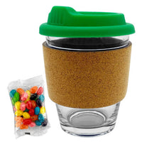 Jelly Bean In Cork Band Glass Coffee Cup  - JB012