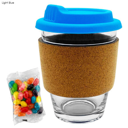 Jelly Bean In Cork Band Glass Coffee Cup  - JB012