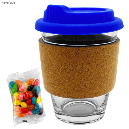 Jelly Bean In Cork Band Glass Coffee Cup  - JB012