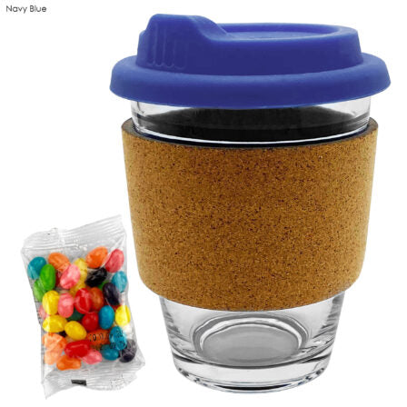 Jelly Bean In Cork Band Glass Coffee Cup  - JB012