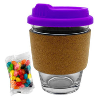 Jelly Bean In Cork Band Glass Coffee Cup  - JB012
