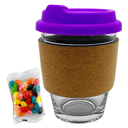 Jelly Bean In Cork Band Glass Coffee Cup  - JB012