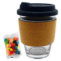 Jelly Bean In Cork Band Glass Coffee Cup  - JB012