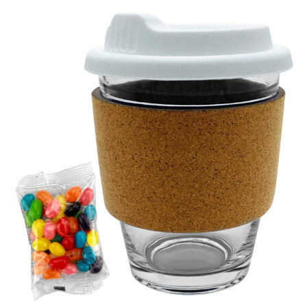 Jelly Bean In Cork Band Glass Coffee Cup  - JB012
