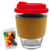 Jelly Bean In Cork Band Glass Coffee Cup  - JB012