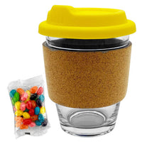 Jelly Bean In Cork Band Glass Coffee Cup  - JB012