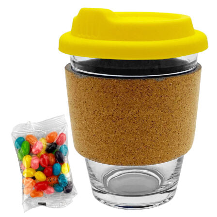 Jelly Bean In Cork Band Glass Coffee Cup  - JB012