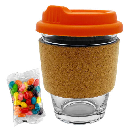 Jelly Bean In Cork Band Glass Coffee Cup  - JB012