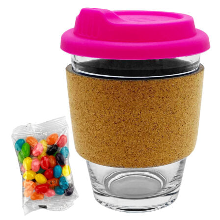 Jelly Bean In Cork Band Glass Coffee Cup  - JB012