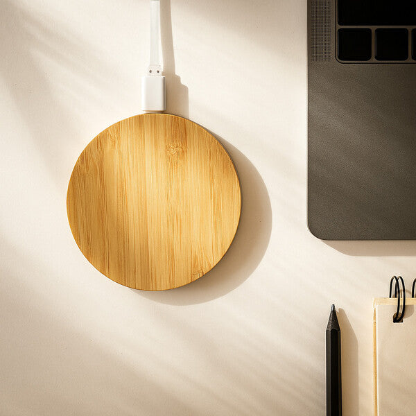 Arc Round Bamboo Wireless ChargerLL0220