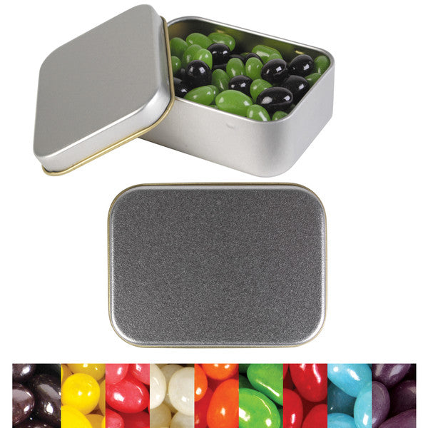 Corporate Colour Mini Jelly Beans in Silver Rectangular TinLL335