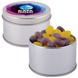 Corporate Colour Mini Jelly Beans in Silver Round TinLL3403