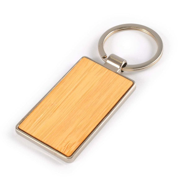 Rectangle Bamboo Zinc KeytagLL3526