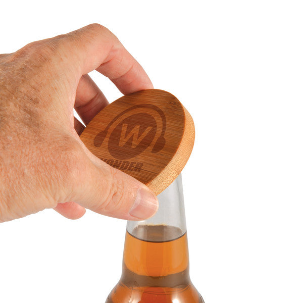 Discus Bamboo Bottle Opener Coaster - LL4998