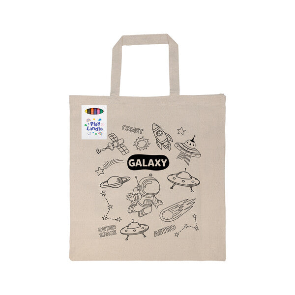 Colouring Short Handle Calico Bag & Crayons - LL5522