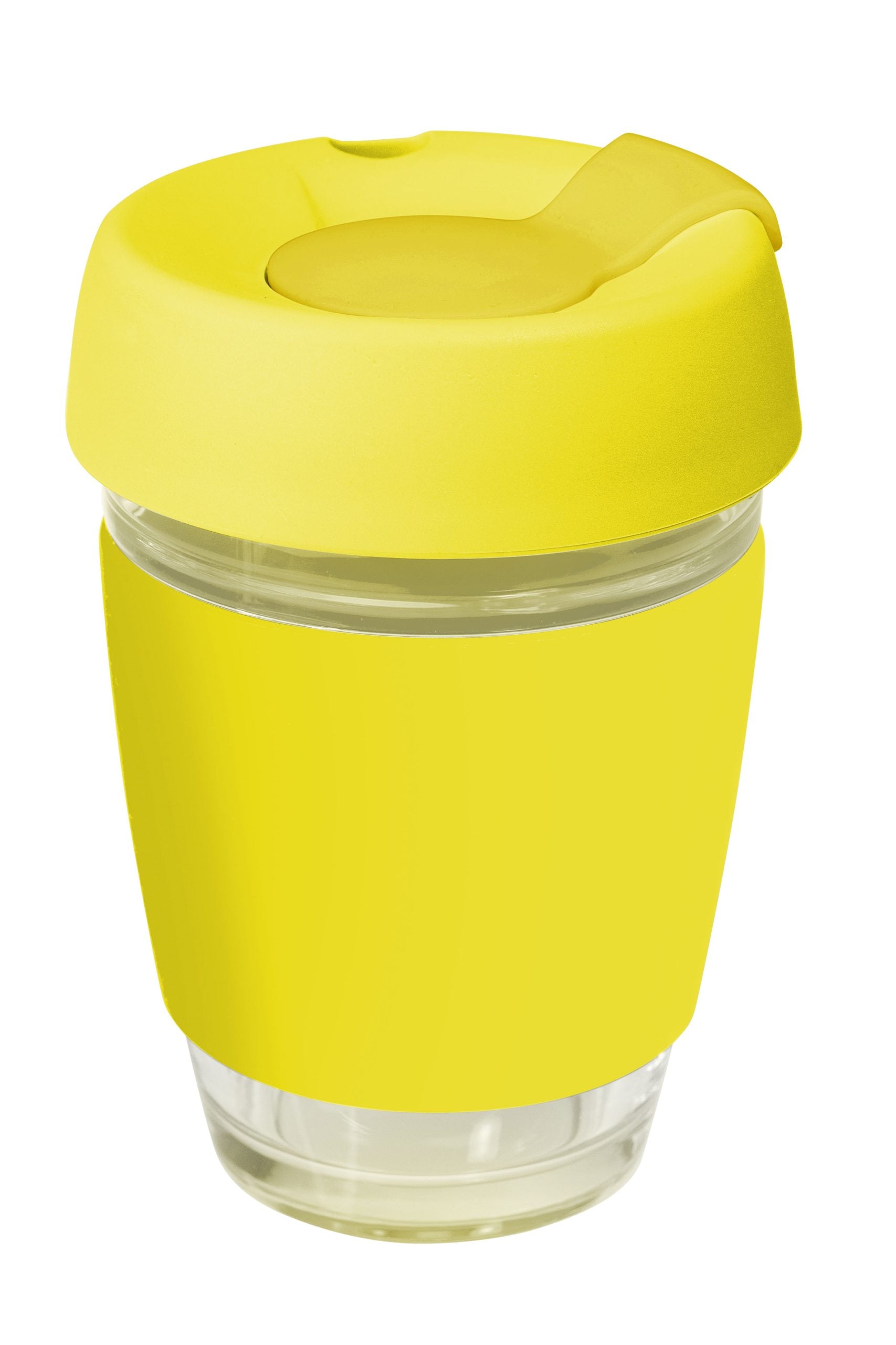 Genova Glass Coffee Cup - 350Ml With Silicon Lid And Band