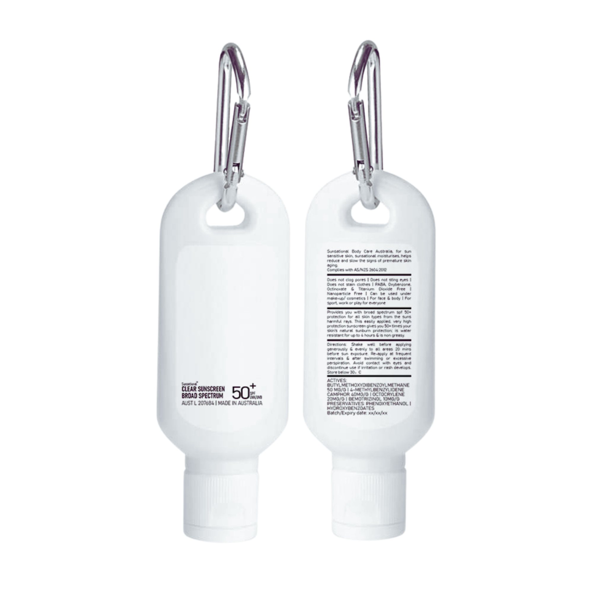 60Ml Spf50 Sunscreen Lotion With Carabiner