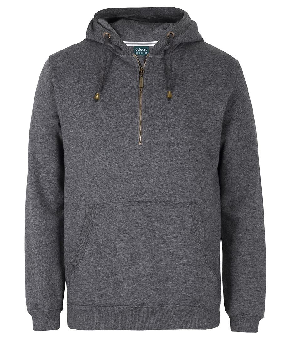 C of C BRASS 1/2 ZIP HOODIE BLACK MARLE - 2XS