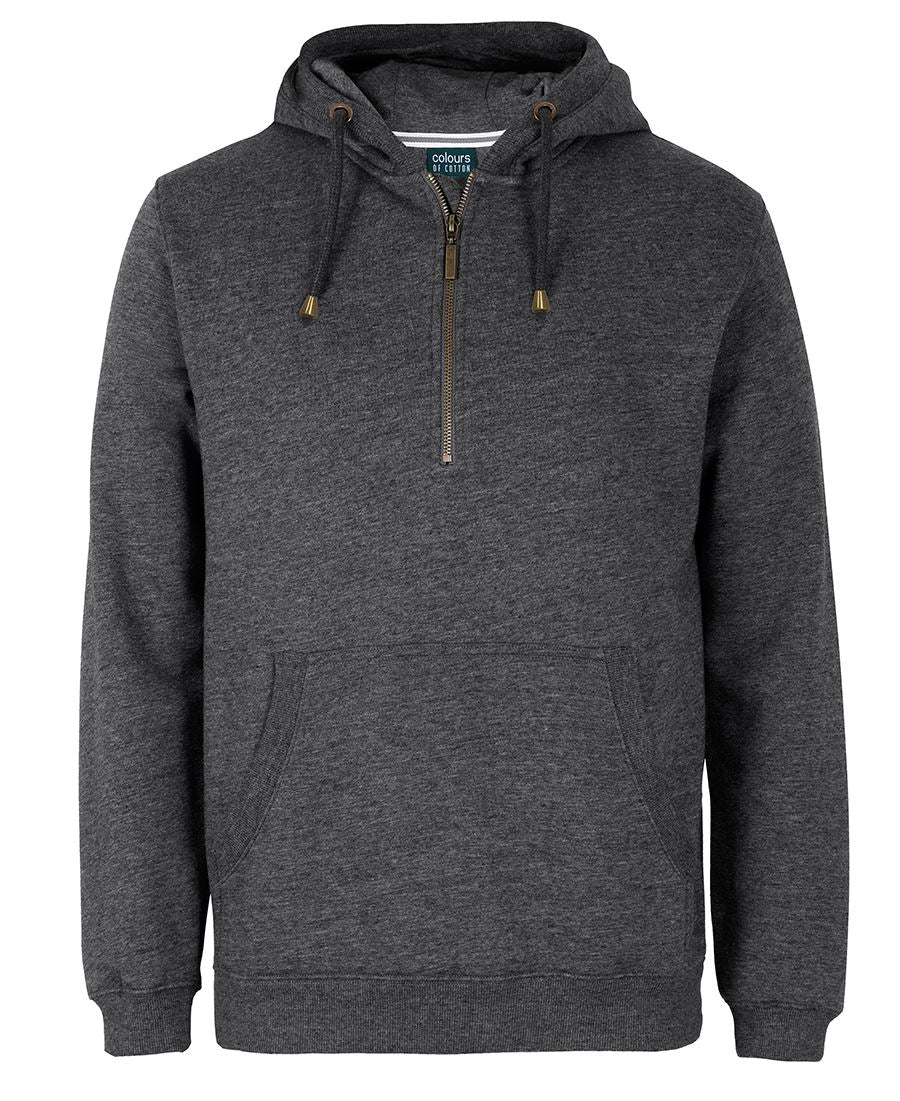 C of C BRASS 1/2 ZIP HOODIE BLACK MARLE - 2XS