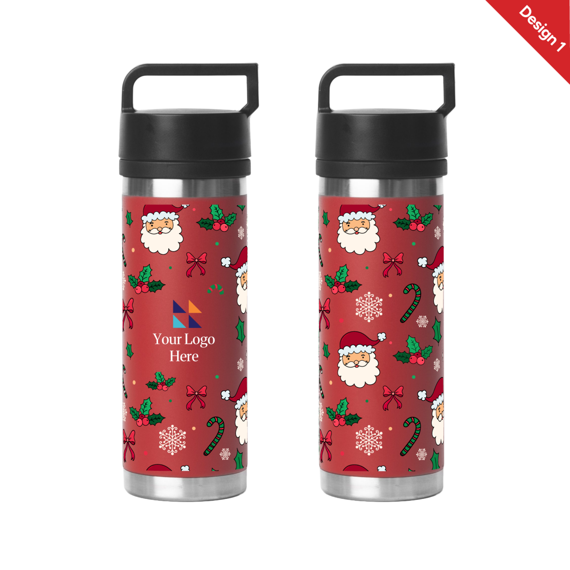 Christmas Red 532ml Bell Bottle with Solid Handle