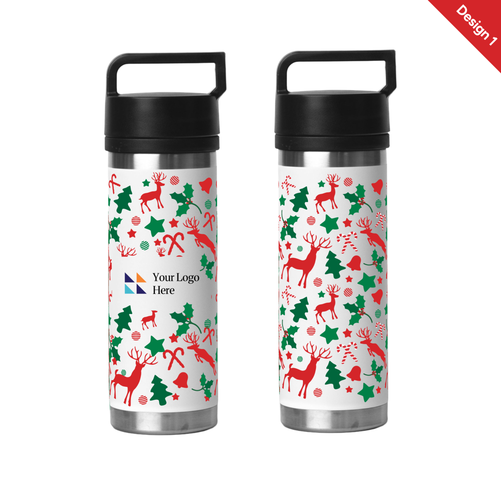 Christmas White 532ml Bell Bottle with Solid Handle