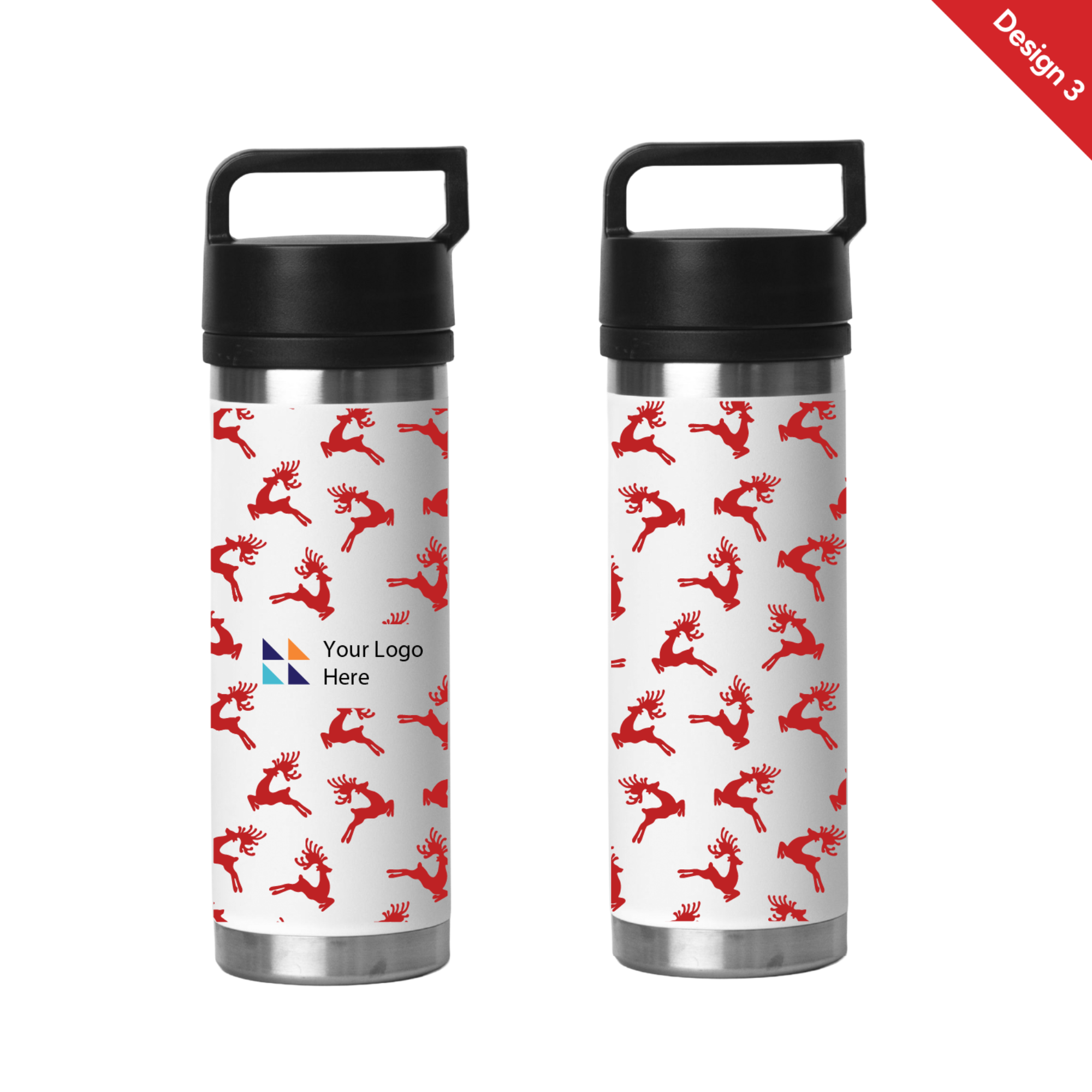 Christmas White 532ml Bell Bottle with Solid Handle