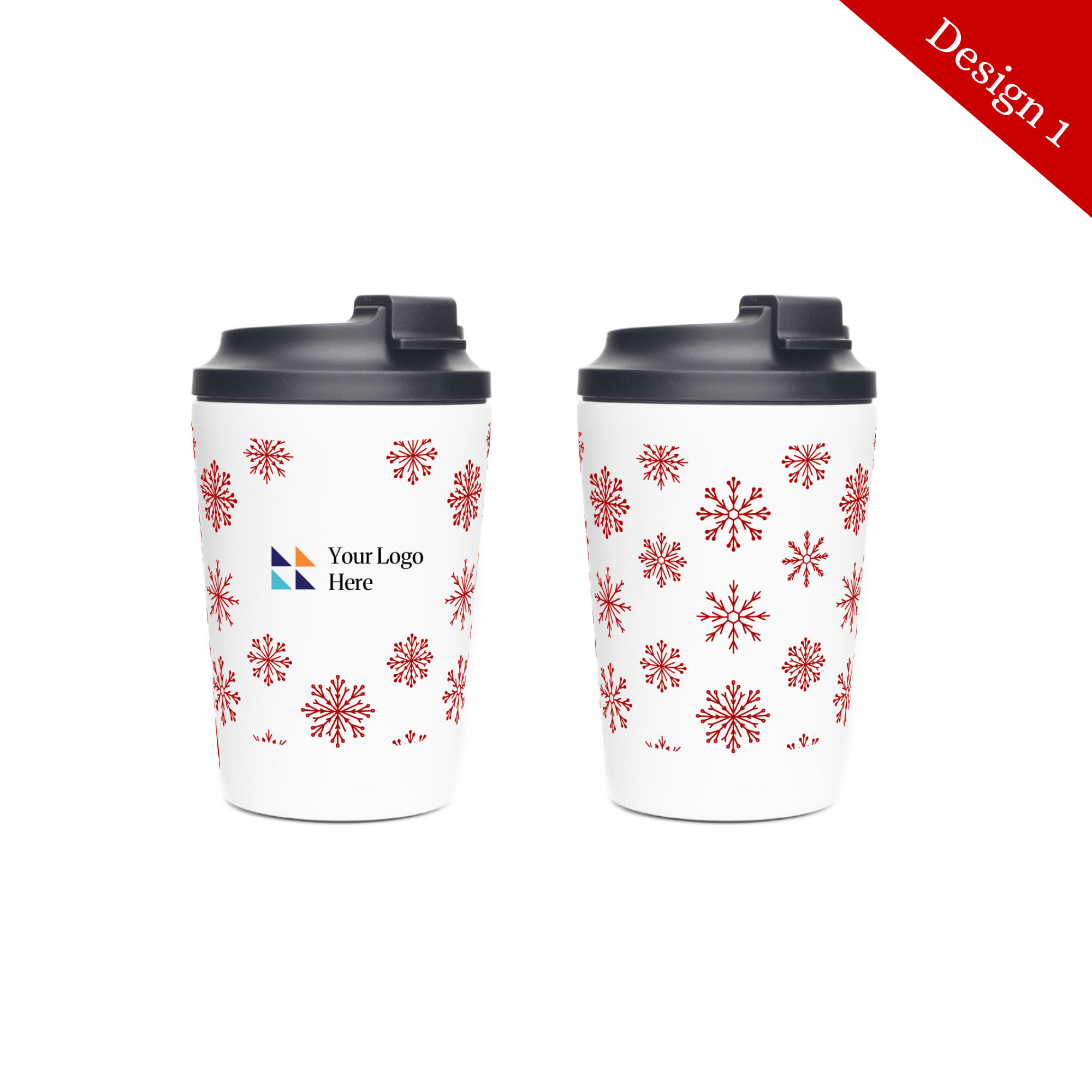 Christmas White Atlas 360ml Double Walled Coffee Cup