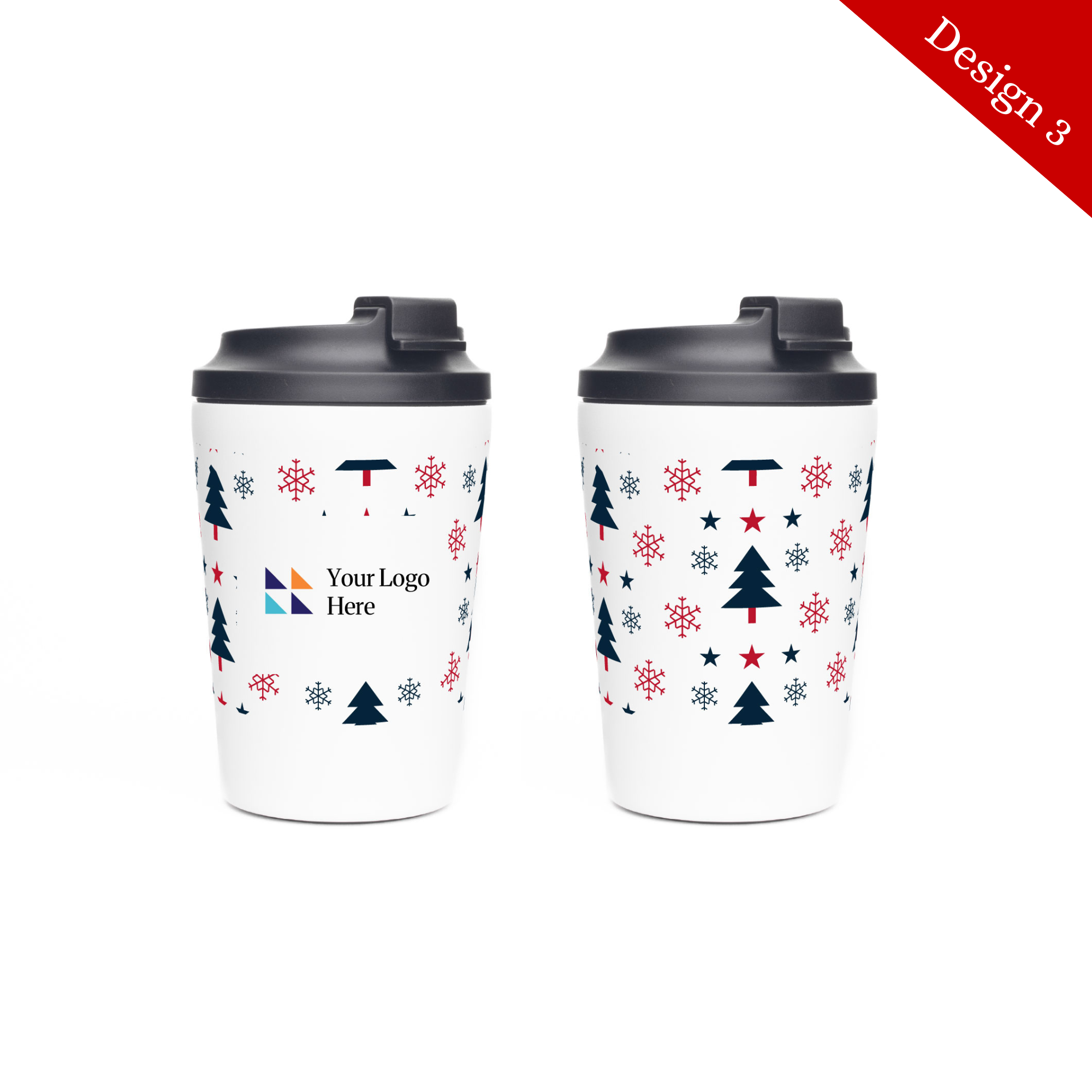 Christmas White Atlas 360ml Double Walled Coffee Cup